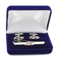 Komplet spinek (w szafirowym etui) do mankietów i krawata POLONEZ