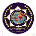 Granatowy magnes na lodówkę albo samochód International Police Association wymiary