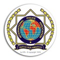 Biały magnes na lodówkę albo samochód International Police Association