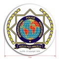 Biały magnes na lodówkę albo samochód International Police Association wymiary