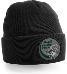 Czarna czapka zimowa F-16 Fighting Falcon