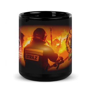 PSP duży czarny kubek Państwowa Straż Pożarna