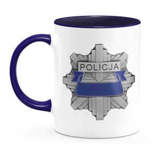 Kubek POLICJANTA z odznaką policyjną gwiazda POLICJA