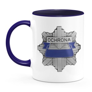Kubek OCHRONA z odznaką policyjną gwiazda POLICJA dla Ochroniarzy