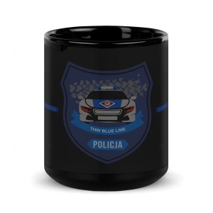 Policja czarny kubek policyjny Wydział Ruchu Drogowego policjant Drogówka