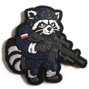 Naszywka PVC Szop z dwoma rzepami guma 3D morale patch Policja