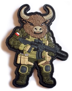 Naszywka PVC Żubr z dwoma rzepami guma 3D morale patch Wojska Lądowe