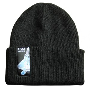 Ciepła czarna czapka zimowa Lockheed Martin F-22 Raptor