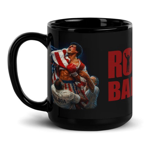 Czarny kubek ROCKY BALBOA ucho po lewej