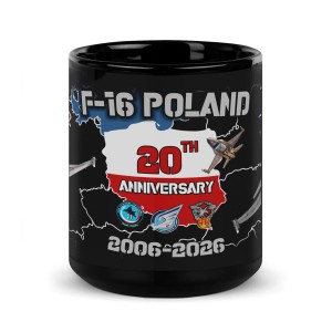 Czarny kubek 20 lat F-16 Jastrząb Fighting Falcon w służbie Polsce
