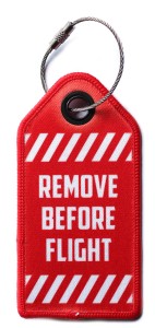 Zawieszka bagażowa do walizki Remove Before Flight identyfikator