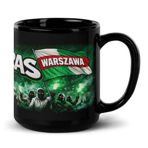 Duży czarny kubek kibiców kultury Ultras Warszawa