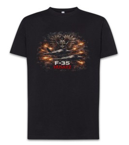 Czarna koszulka myśliwiec F-35 Husarz T-Shirt XXL