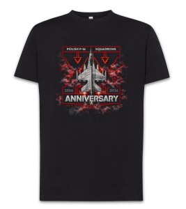 Czarny T-Shirt 20-lecie służby F-16 w Polskich Siłach Powietrznych