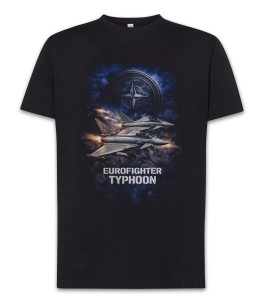 Czarny T-Shirt myśliwiec Eurofighter Typhoon