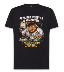 Czarny T-Shirt Poklyka w komputer