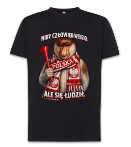 Czarny T-Shirt Niby człowiek wiedzioł