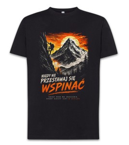 Czarny T-Shirt Nigdy nie przestawaj się wspinać